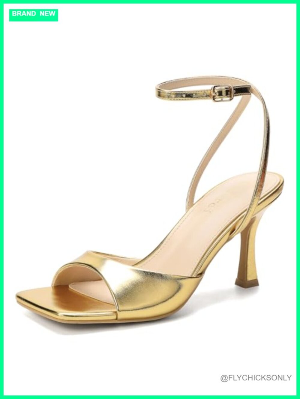 Kitten Heel Sandals Square Open Toe Ankle Strap Heels